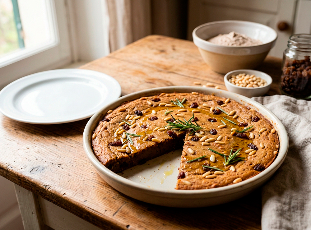 Castagnaccio (Chestnut Flour Cake)