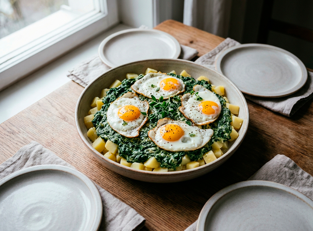 Spiegelei mit Rahmspinat (Fried Egg with Creamy Spinach)